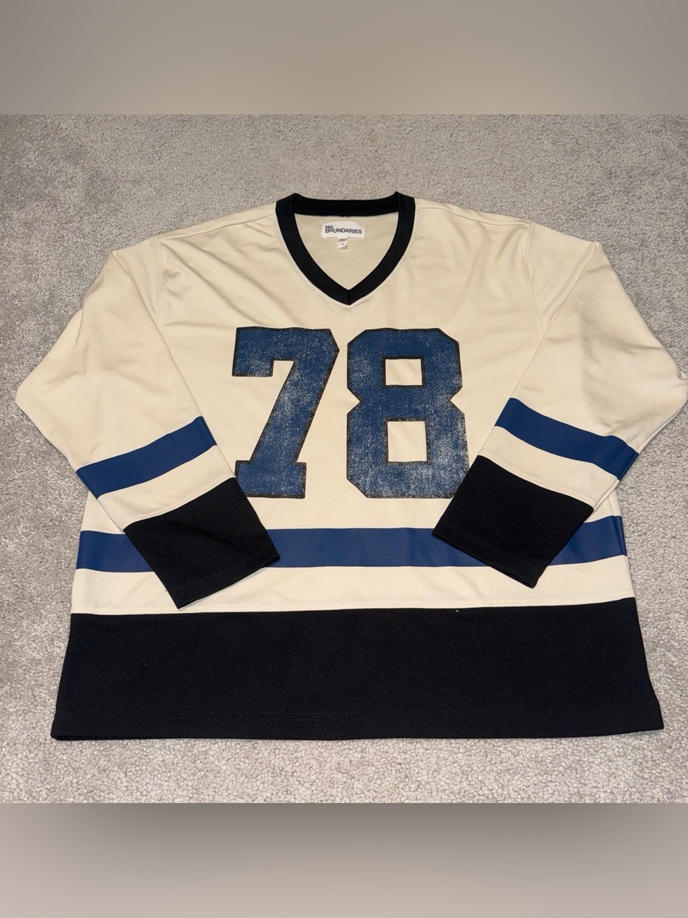 No Boundaries Cream and Navy '78 Hockey-Style Men's Shirt